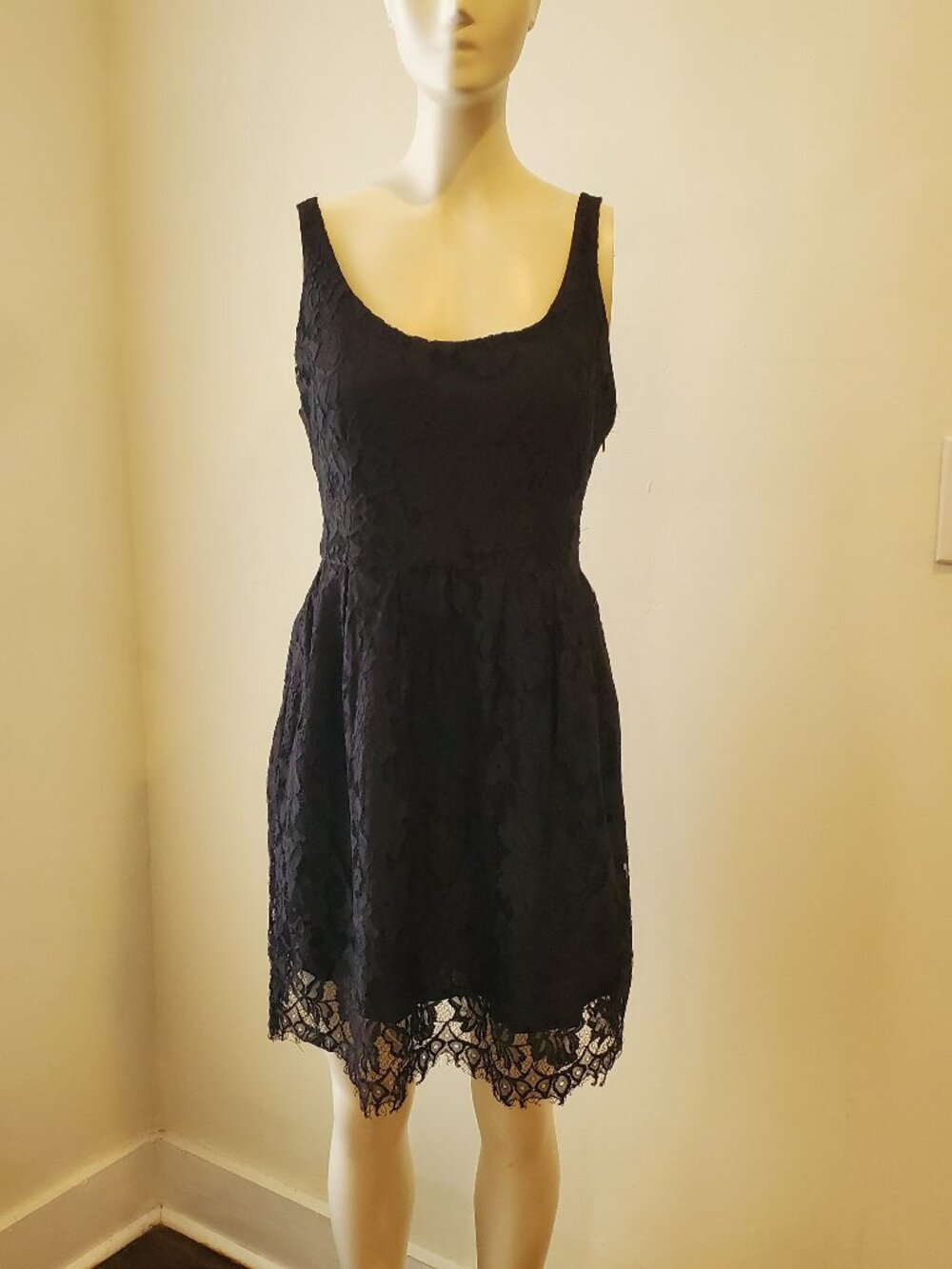 BB Dakota Black Floral Lace Mini Dress Womens Size 8 Sheath Sleeveless Cocktail
